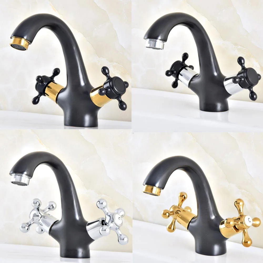 

Polished Chrome Gold Black Brass Single Hole Deck Mounted Cross Handle Bathroom Vessel Basin Sink Faucet Mixer Water Tap