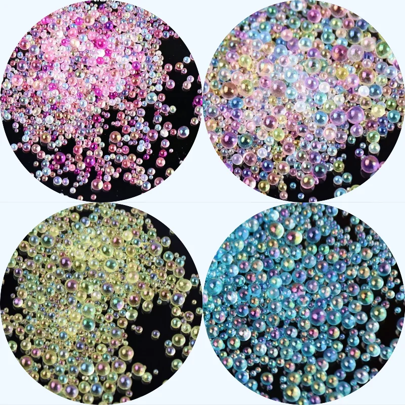 Jewelry Beads Crafts Non-porous Mix Size Bubble Beads AB Transparent Colorful Blisters Round Bead Nail Art Filling Phone Decor