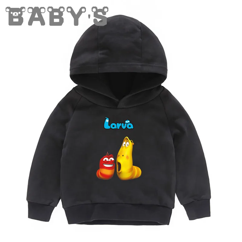 Korea Hilarious Insect Larva Funny Children Hooded Hoodies Cute Kids Sweatshirts Baby Pullover Tops Girls Boys Clothes,KMT5213