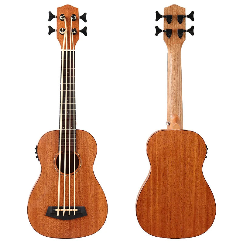 Electric Ukulele Guitar 30 Inch Matte Finish 4 String Children Mini Guitar Uk Bass Guitar Natural Color Full Okoume Wood Body