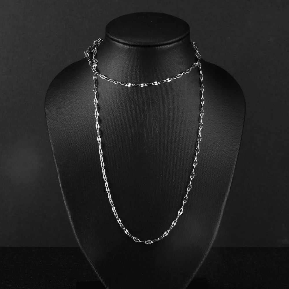 1 Piece 316L Stainless Steel Necklace for Women Simple Silver Link Chain Chokers Jewelry Accessories Friends Gifts