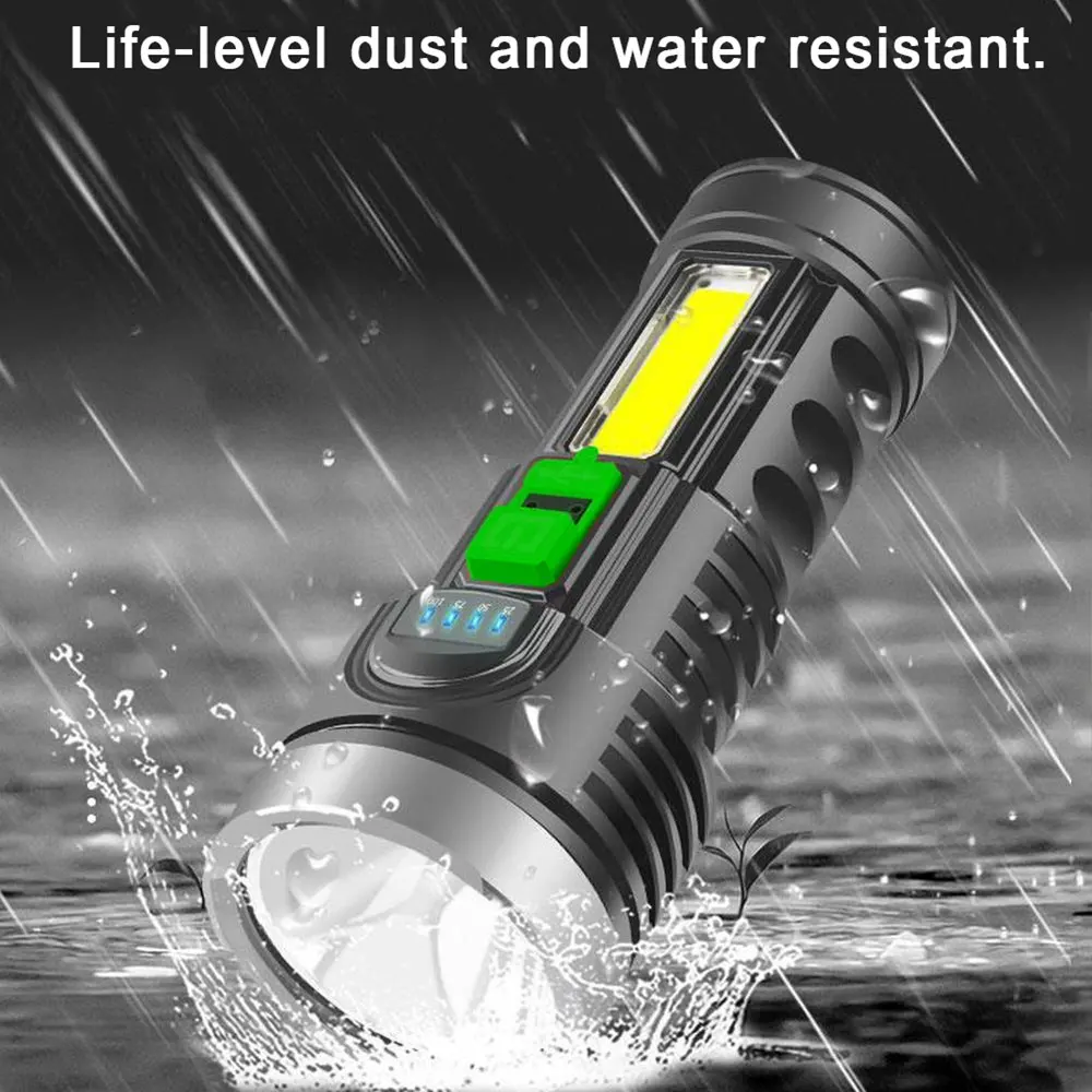Torcia a LED ricaricabile USB 4 modalità torcia integrata a LED usb 18650mAh batteria al litio torcia a luce intensa per campeggio all'aperto