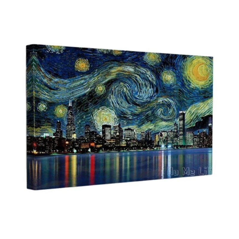 Canvas Wall Art Starry Night New York Art Poster Printed Picture Wall Art Decoration Home Gift