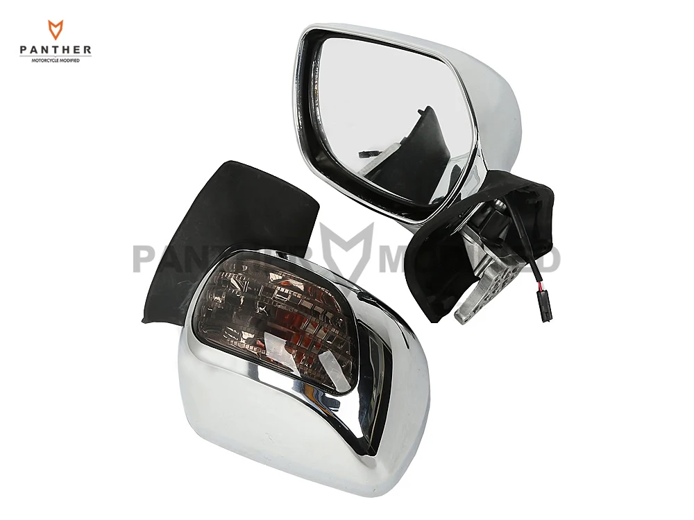 Chrome Motorcycle Rear View Side Mirror With Orange Turn Signals case for Honda GL1800 F6B 2013 2014 2015 2016