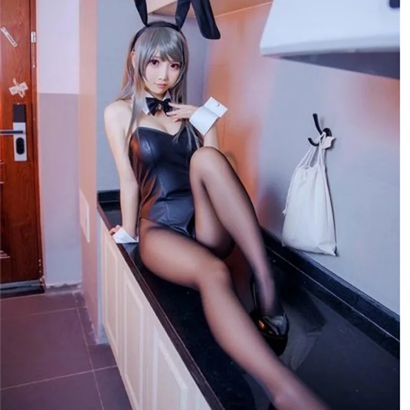 

New Rascal Sexy Cute Rabbit Black Tight Lingerie Body Suit for Women Sakurajima Mai Cosplay Wholesale Costume