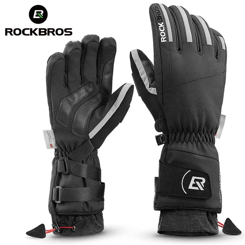 ROCKBROS-guantes de esquí impermeables para invierno, ultraligeros, térmicos, a prueba de viento, para pantalla táctil, MTB, senderismo y ciclismo