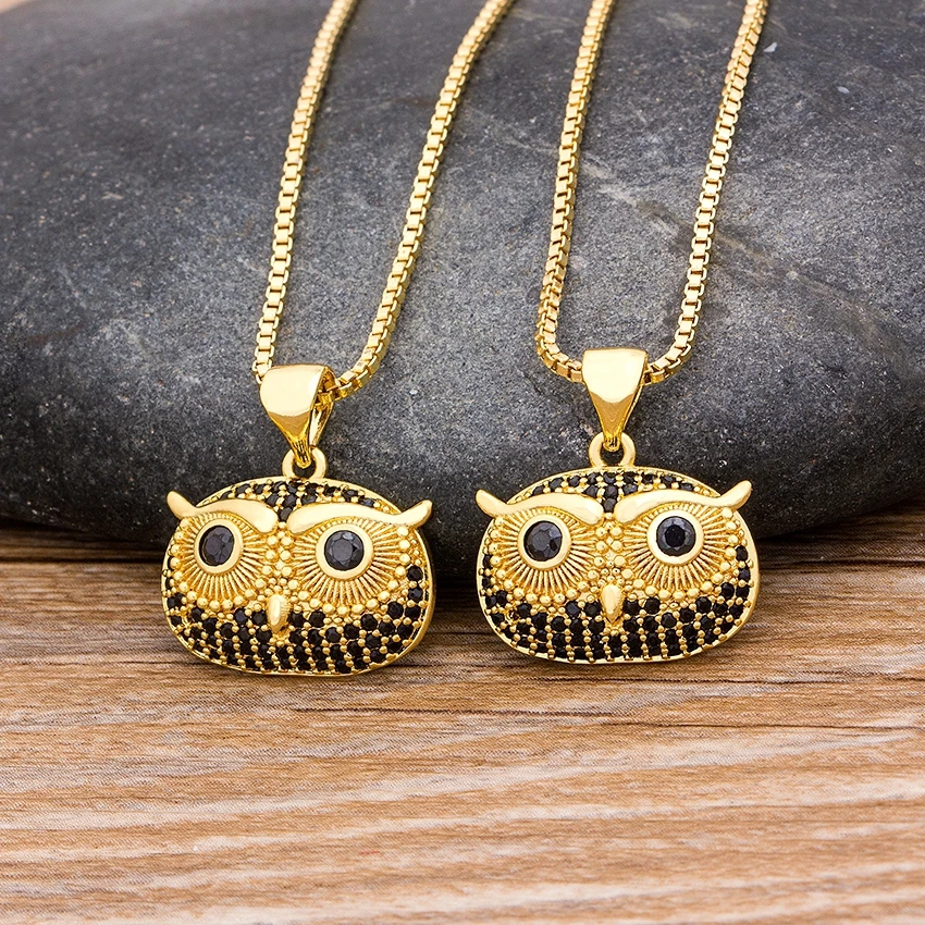 Nidin Hot Sale Dropshipping Owl Choker Pendant Crystal Animal Pendant Necklace 4 Styles Copper Zircon Choker Jewelry Wholesale