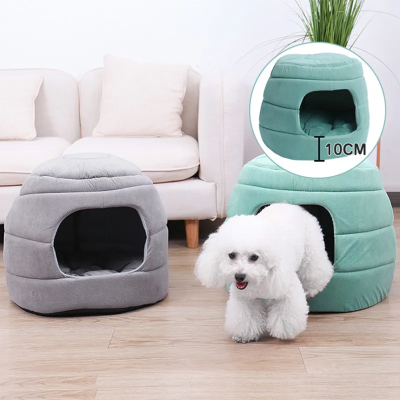 

2 Way Use Pet Bed Dog Cat Foldable Sofa Dome Igloo Cave Scratch-Proof House Pup Kitten Removable Cushion camas para perros