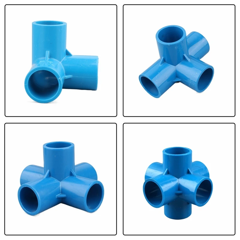 1pc 20/25/32mm Water Pipe Fittings 3/4/5/6-way Three-Dimensional PVC Connector DIY Plastic Joints