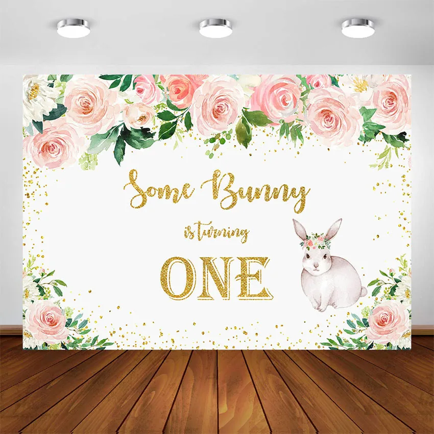 Spring Easter Bunny Party Newborn Photography Background Baby Rabbit Birthday Party Decorations Backdrops 1st Birthday Banner