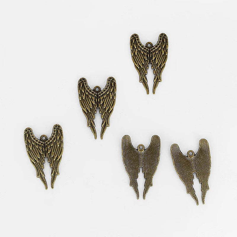 

10PCs Antique Bronze Angel Wings Charms Pendant for Jewelry Making DIY Necklace Choker Findings Supplies 39*23.5mm