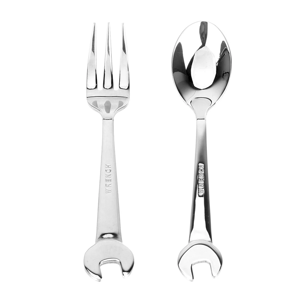 Stainless Steel Spanner Spoon Fork Wrench Shape Tableware Cooking Accessories Kitchen Tools