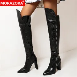 MORAZORA 2022 Over the knee boots sexy extreme high heels pointed toe women boots winter black white color women boots