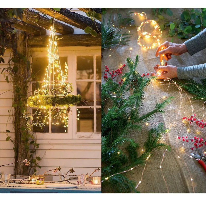 2M 5 Strand Battery LED Fairy String Lights Decoration Twinkling Waterfall Garland  for Home Holiday DIY Christmas Lamp