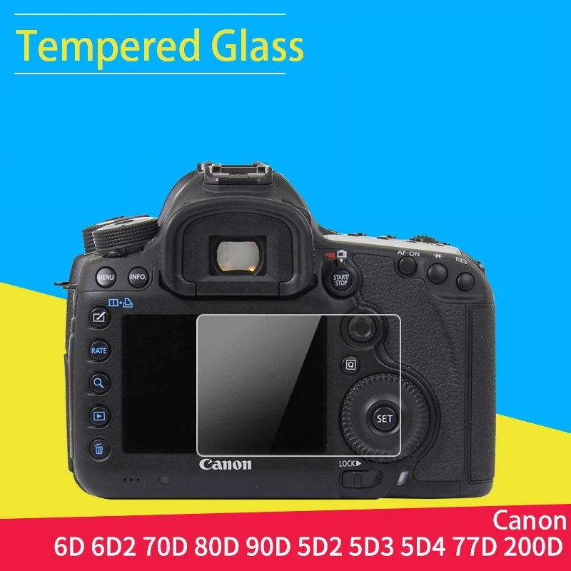 

BIZOE Tempered Glass LCD Screen Protector for Canon EOS R6D6D270D80D90D DSLR 200D5D2 5D35D45DS5DSR77D protective