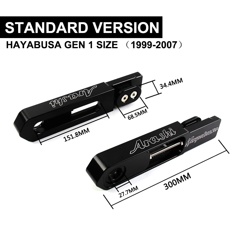 Arashi Schwingenverlängerungsset für Suzuki Hayabusa 1999–2024, Gen 1, 2, 3, verlängertes Schwingen-Motorrad-Getriebezubehör