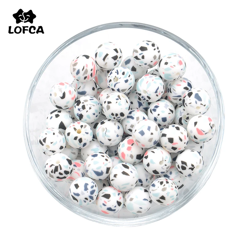 

Silicone Beads 10PCS Terrazzo Beads 12/15/19mm Baby Teether Teething Beads DIY Jewelry BPA Free Pacifier Clip Making