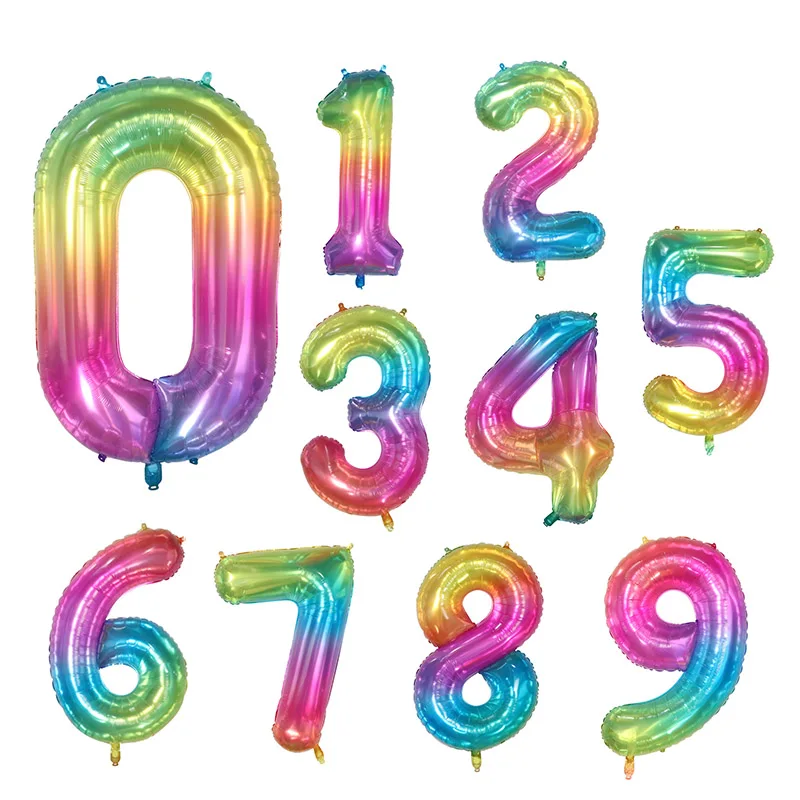 40 inch Candy Number Foil Balloons Inflatable Birthday Digit Figure Age Balloons Adult Kids Happy Birthday Party Balloons Decor