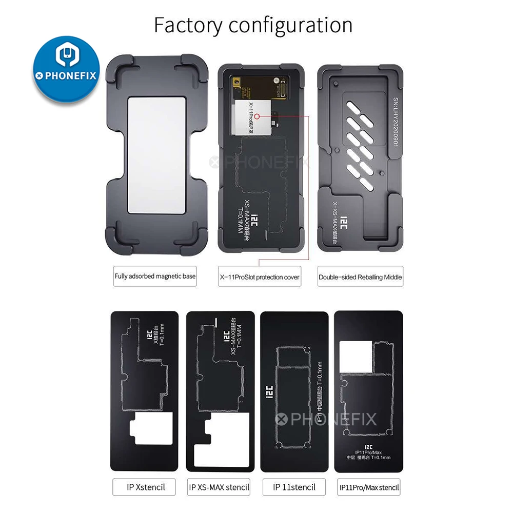Qianli 6 In 1 Middle Frame BGA Reballing Planting Platform For iPhone X-11Pro Max Motherboard Positioning Tin Planting Holder