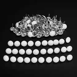 50Pcs White Metal Upholstery Nail,Antique Jewelry Case Box Sofa Decorative Tack Stud Pushpin Modern Furniture Nails 11*17mm