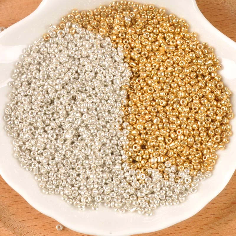 2/3mm gold and silvery Czech Glass Seed Spacer Beads For Jewelry Making BLUV02X