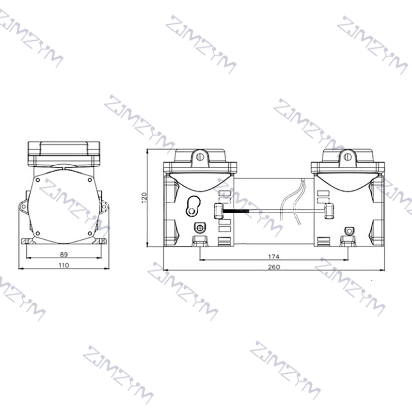 160W 12V/24V Electric Vacuum Pump 3.6bar Double Head Compressor Pump Diaphragm Vacuum Pump 13A 70L/Min 80Kpa 1900Rpm GZ35B-12/24