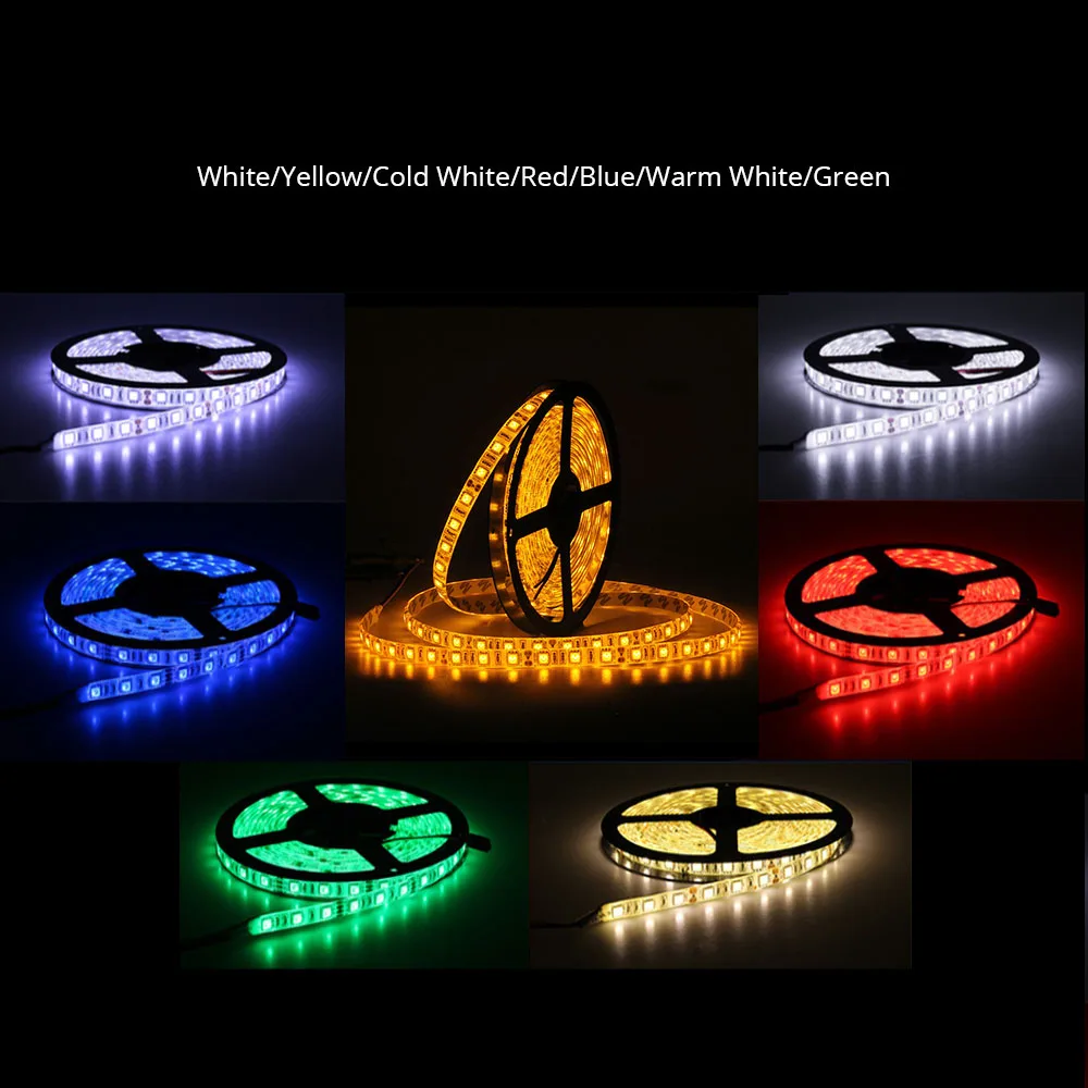 5V 12V 24V LED Light Strip TV Backlight Waterproof SMD 5050 5M 5 12 24 V Volt RGB LED Strip Lights For Decoration Room Bedroom