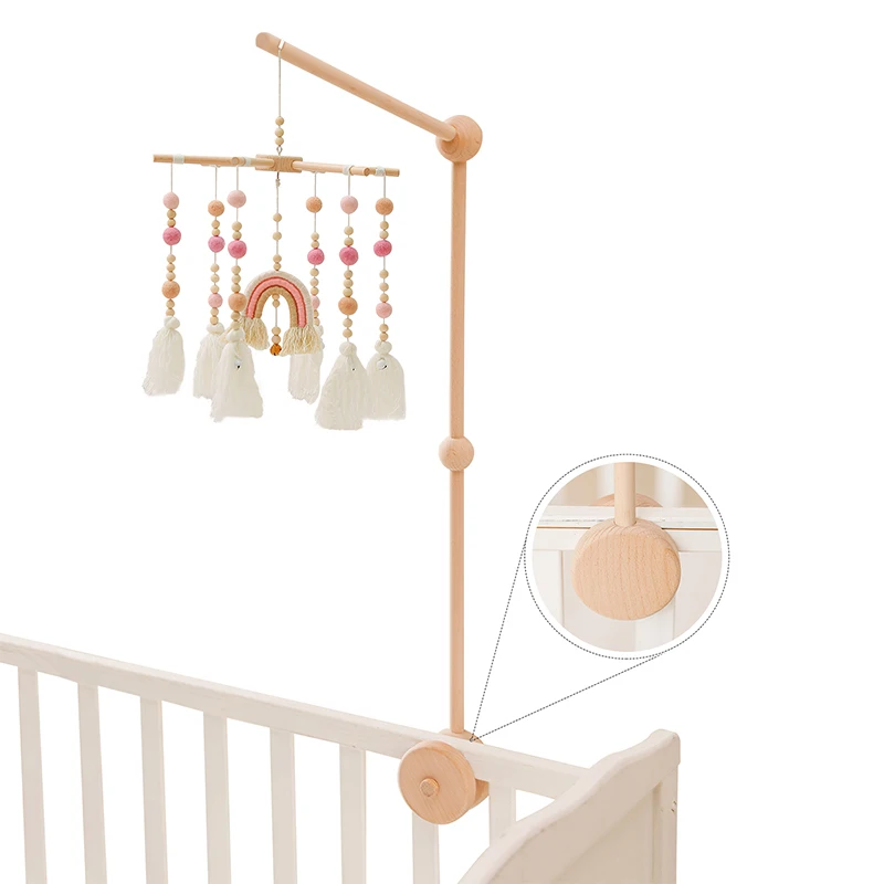 7Pcs  Assembly Rattles Bracket Set Infant Crib Mobile Bed Bell Bracket Protection Newborn Baby Toys Wooden Bed Bell Accessories