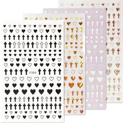 Newest Black Gold Sliver White Cross 3D Self Adhesive Decal Slider DIY Decoration Tool Nail Stickers F-333