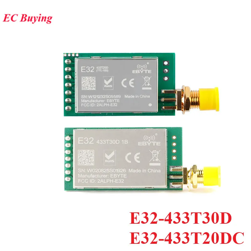 E32-433T20DC E32-433T30D SX1278 LoRa RF Wireless Module 433MHZ UART 100mW Serial Port TX RX Module SMA-K Antenna Interface