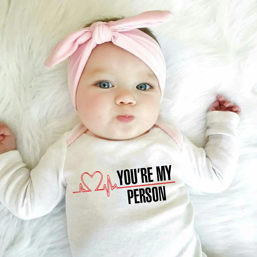 You'Re My Person  Greys Heartbeat Baby Girl Baby Boy Baby Shower Gift Grey'S Fashion Unisex Jumpsuit Casual Wear Drop Ship