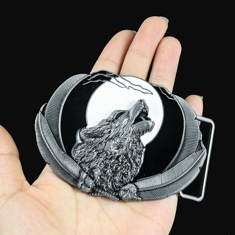 

3D Roar Wolf Moon Cowboy Metal Belt Buckle Wild Animal Buckles for 4cm Wide Belt Men Jeans Accessories