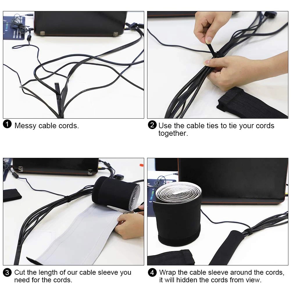 Cable Holder Organizer Flexible Tube Cable Organizer Wire Management Cord Protector Cable Winder For TV Computer Office