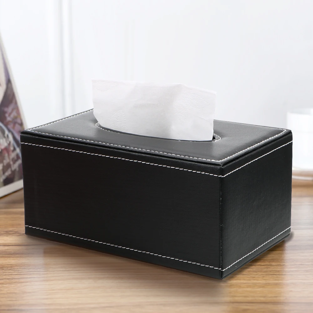 Home Kitchen Organization Home Supplies PU Leather Tissue Box Rectangular Tissue Paper Napkin Box Paper Holder Anti-moisture