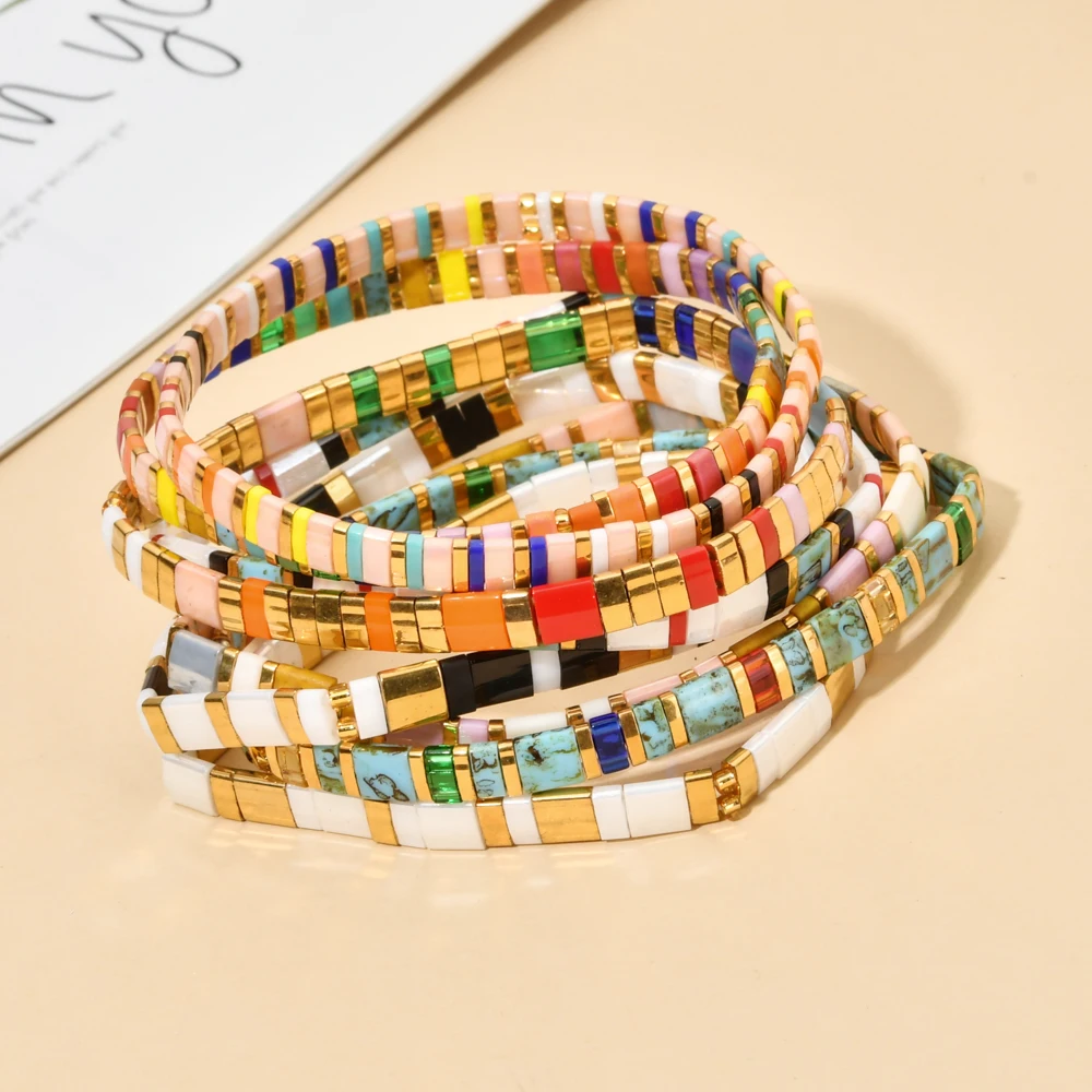 ZMZY 1PCS Sell Random Mixed Color Boho Tila Beads Miyuki Bracelet For Women Pulseiras Femme Friendship Gift Jewellery