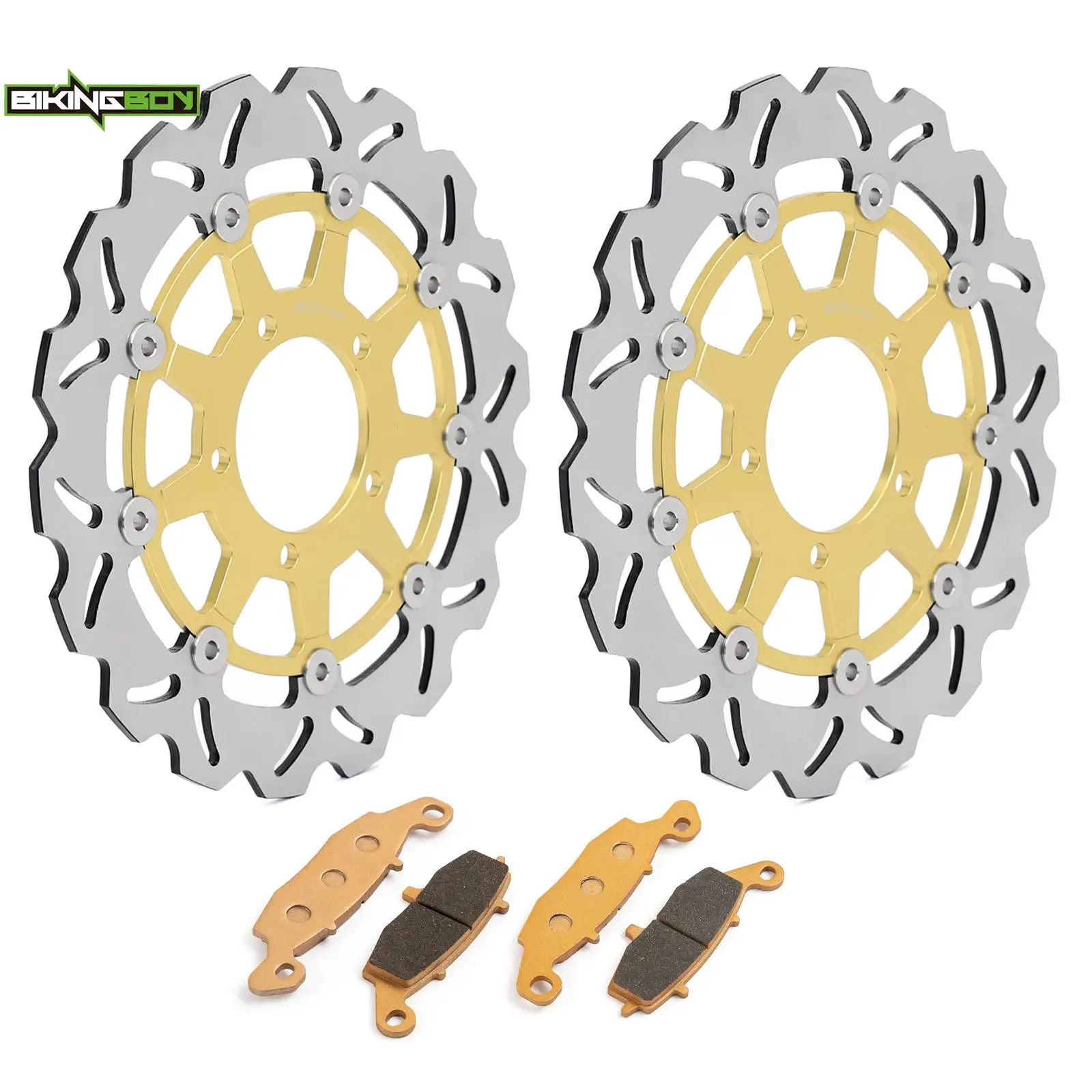 BIKINGBOY Front Brake Discs Disks Rotors Pads For Kawasaki ER-6F ER-6N 06 07 08 09 10 11 12 13 14 15 16 Ninja 650R ER650 EN650