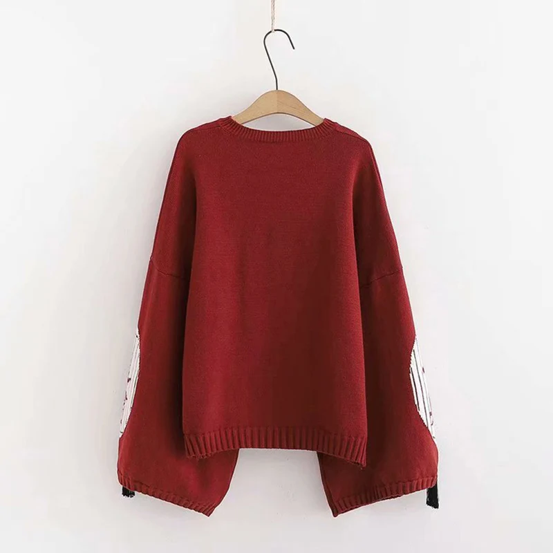 2022 Winter High Street Women Pullover Embroidered Sweater Trend Round neck Knit Short Slim Sexy Outwear Christmas Clothes