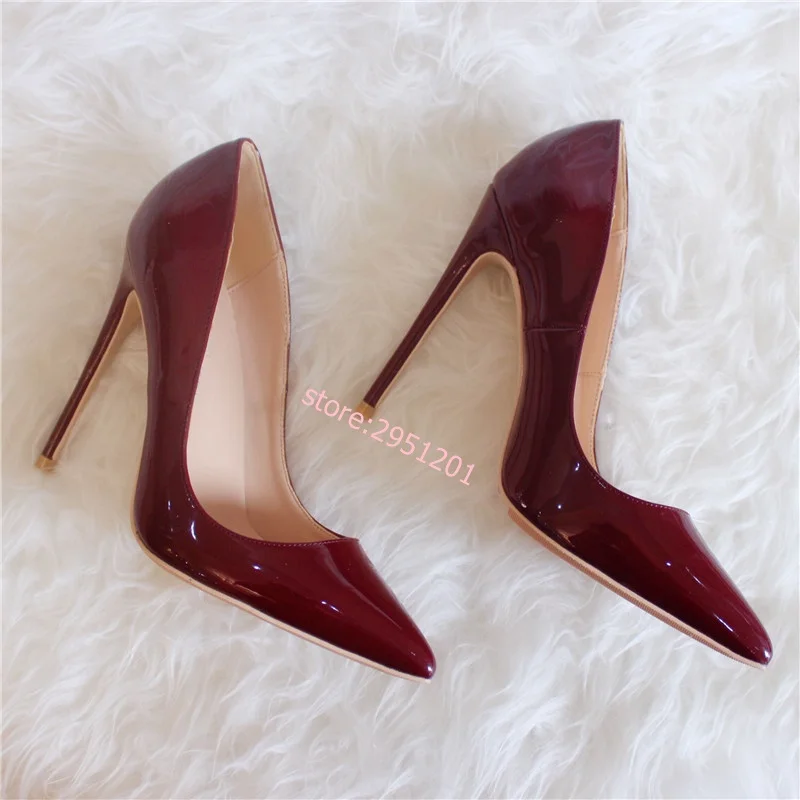 Fashion women thin high heels 12 cm red wine sexy party shoes pointed toe heels women pumps