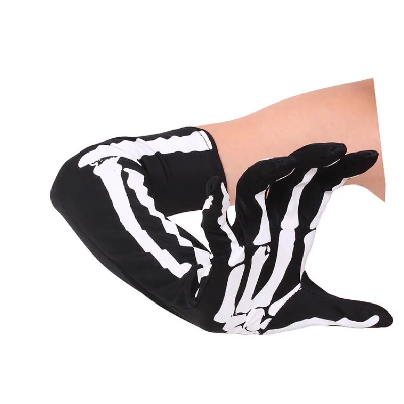 Halloween Cosplay Props Spoof Long Sleeve Skeleton Hand Gloves Dancing Show Magic Fashion Personality Unisex Man 50cm Gloves