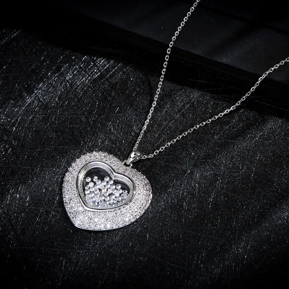 NEW Luxury Heart Pendant Lover\'s  Cubic Zircon CZ  For Women Wedding Dubai Bridal Jewelry Sets D1256