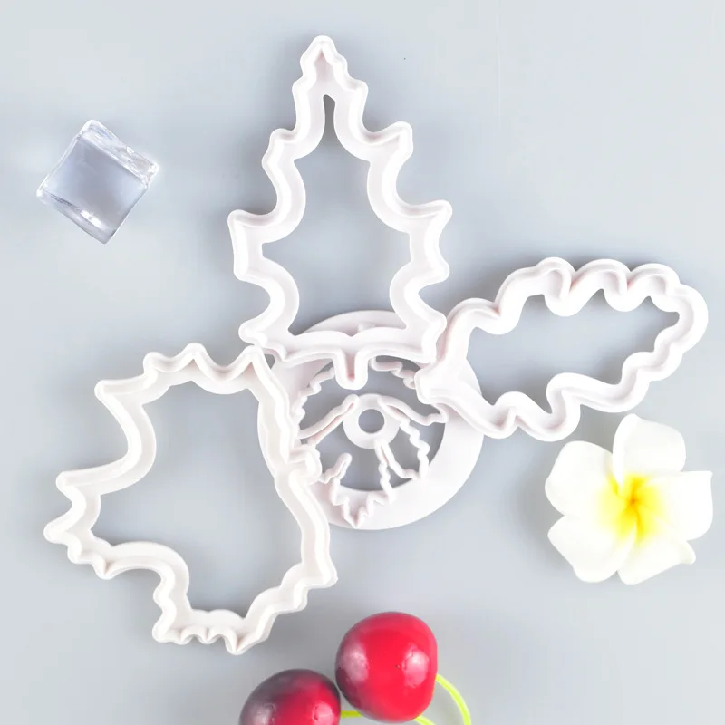 4Pcs/set Maple Leaf Shape Cookie Cutter Molds Biscuit Fondant Cake Decoration Mold Kitchen Baking Tool