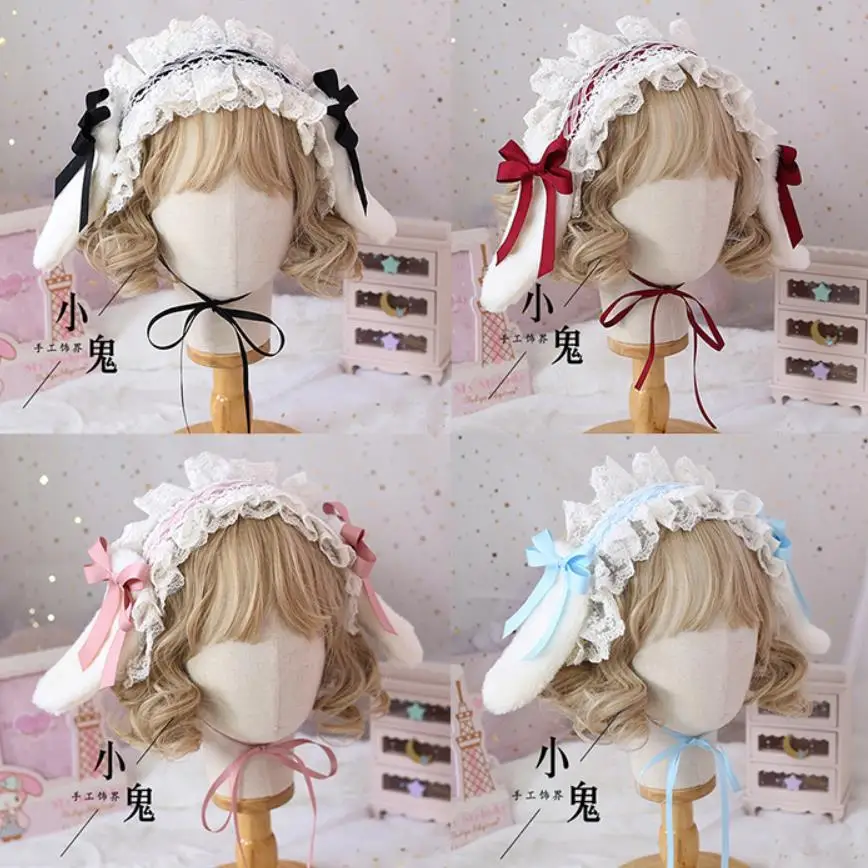 

Japanese Sweet Lolita Retro KC Headband Female Lace Trim Bowknot Headwear Cosplay Hairpin Accessories A328