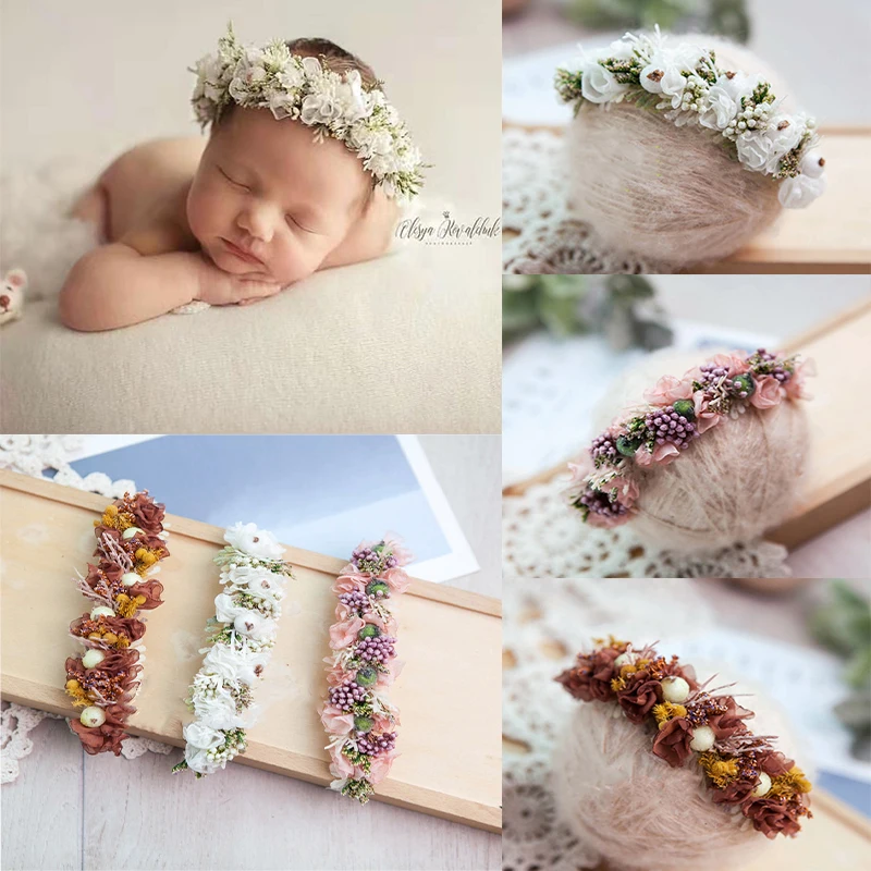 Newborn Photography Props Flower Headbands for Baby Studio Photo Infant Headwear Headress Hair Accessories