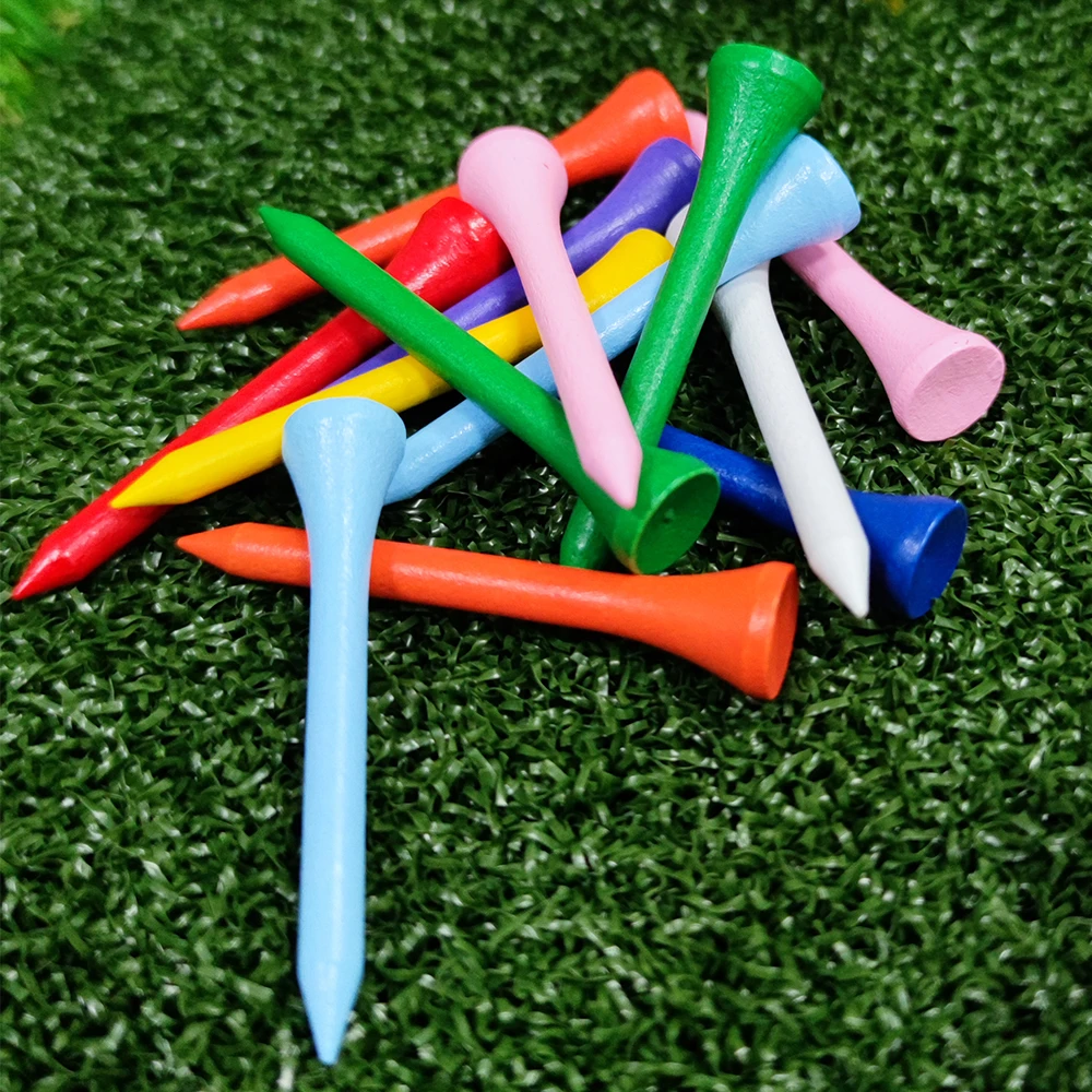 100Pcs 54MM Colored Wood Golf Tees Wooden Supplies Accessories