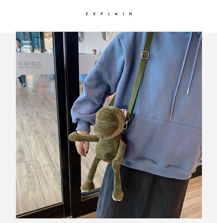 Small Bag For Women Lovely Panda Frog Bag Plush Soft Purses Crossbody Bags Chain Strape Shoulder Bag Women Phone Bag