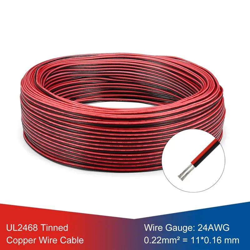 

UL2468 24AWG 3roll 100m 2 Pin Electrical Wire LED Controller Cable For LED Modules Radios Transformer Battery Holder Lead Wire