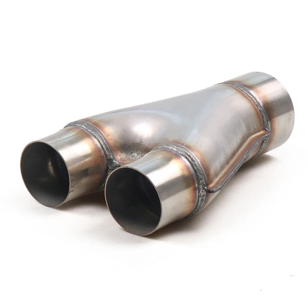 Universal Custom Car Exhaust Y-Pipe Stainless Steel exhaust Y type Pipe Adapter Connector Tube Cone BX102125