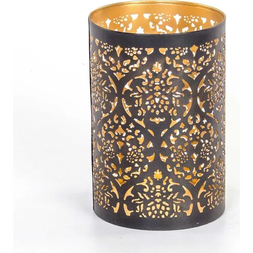 Euro Flora Metal Black Lantern Candle Holder 12x17,5 cm