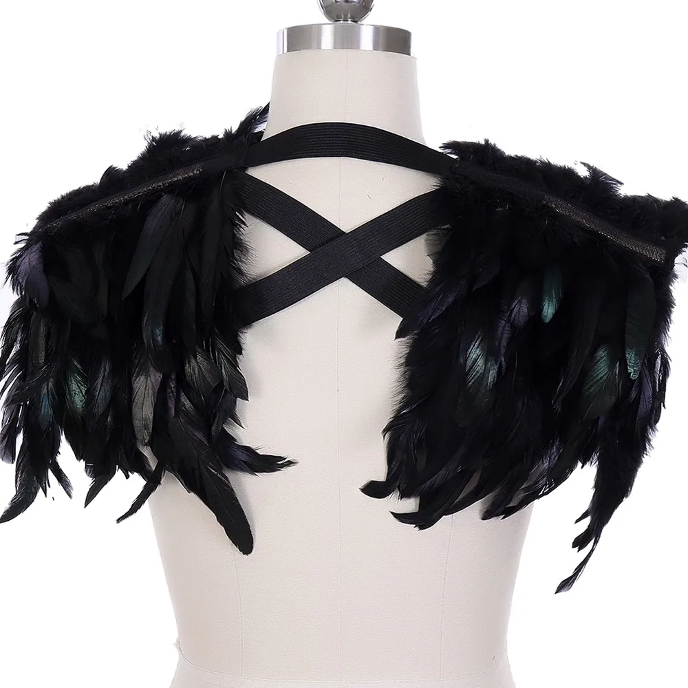 

Feather Shawl Sexy Punk Body Bondage Cage Bra Harness For Women Waist Belt Straps Suspenders Belt Garters Rave Wear Costume