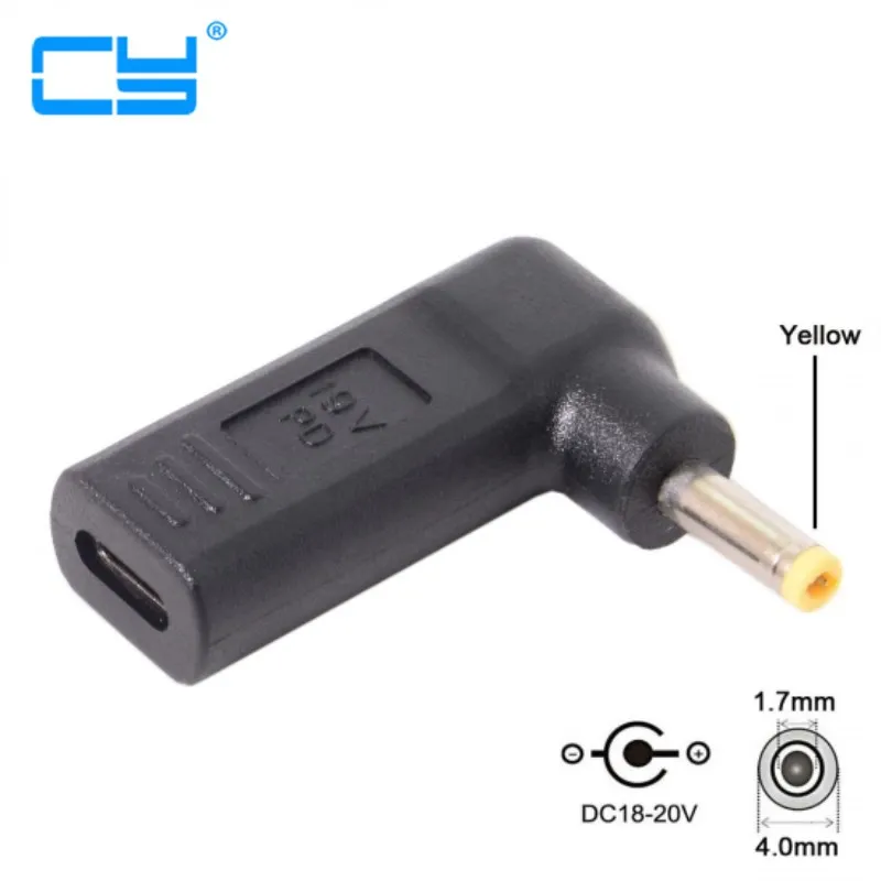 USB 3.1 Type C USB-C to DC 19V 4.0*1.7mm Adapter PD Emulator Trigger 90 Degree Angled